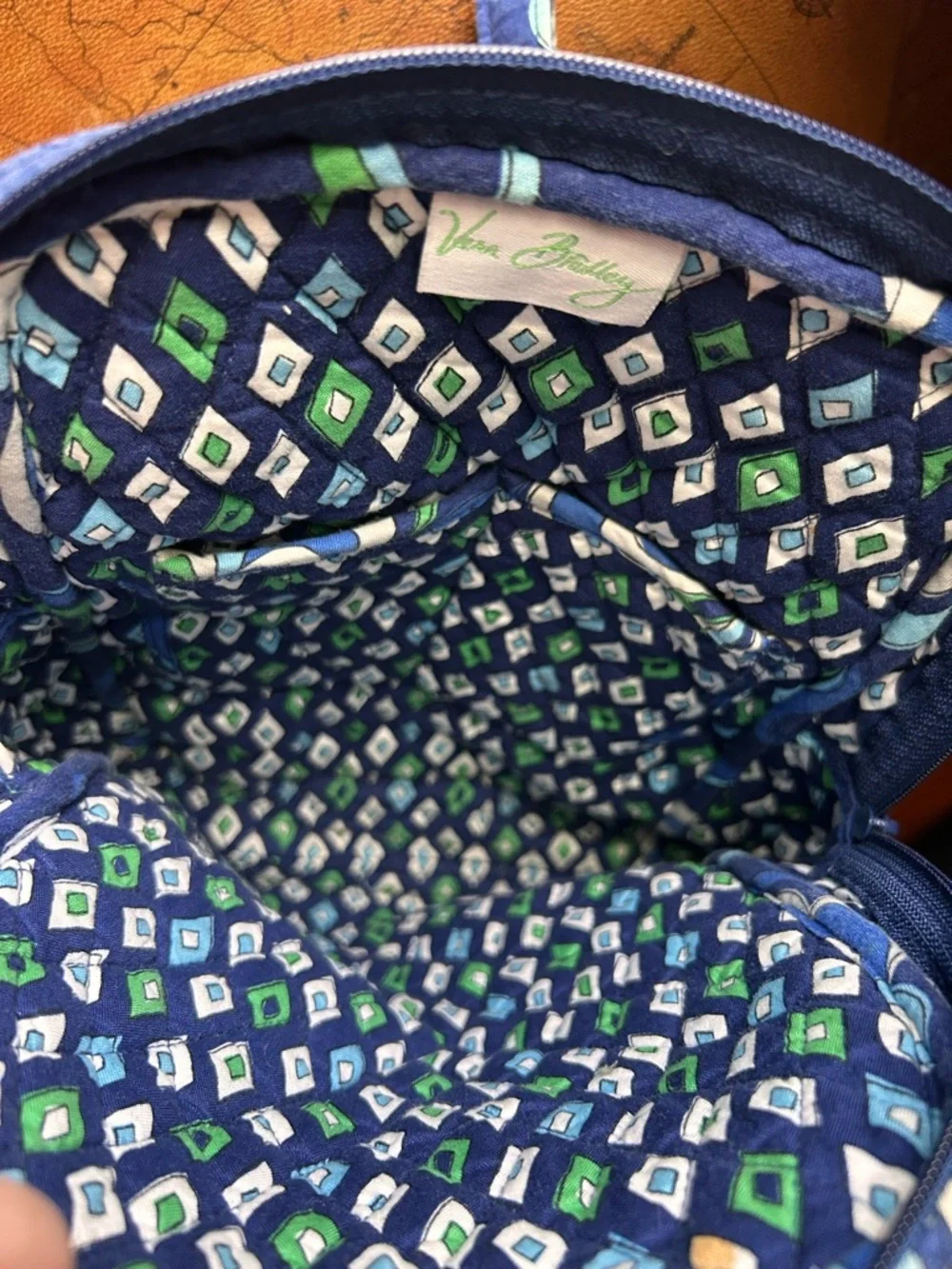 Vera Bradley Mini Backpack -Mediterranean Blue- Quilted Cotton Travel Bag - Picture 9 of 14